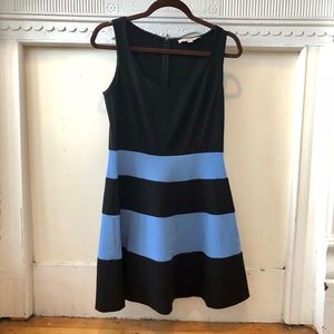 Black/light blue A-line dress